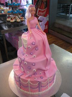 3 tier pink cake with Barbie on top tier | Flickr - Photo Sharing! 3 Tier Pink Cake, Cake With Barbie, Birthday Cake Beer, Barbie Bday, Barbie Doll Birthday Cake, Cakes For Kids, Prince Cake, Doll Birthday Cake