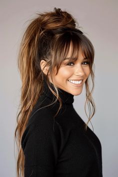 2. Fashion: #fashion, #style, #outfitinspiration, #beauty Franje Pony, Long Hair With Bangs And Layers, Intricate Hairstyles, Pony Hairstyles, Bangs Hairstyles, Natural Gray Hair, Mom Hairstyles, Dope Hairstyles, Long Hair With Bangs