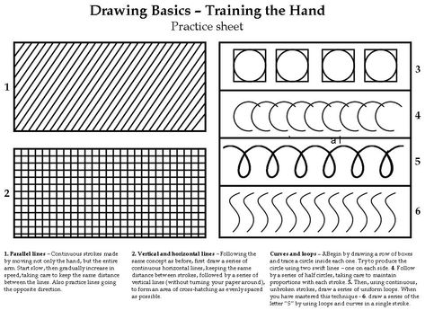 Click on this image to enlarge, then right click and select "Save As" to save to your computer. Practice Drawing Exercises, Art Practice Exercises, Drawing Training, Hand Practice, Lines Tattoo, Quotes Creativity, Drawing Basics, Beginner Drawing Lessons, Improve Drawings