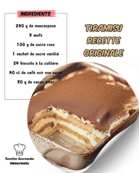 Tiramisu classique, un dessert... - Recettes gourmandes Biscuits, Dessert