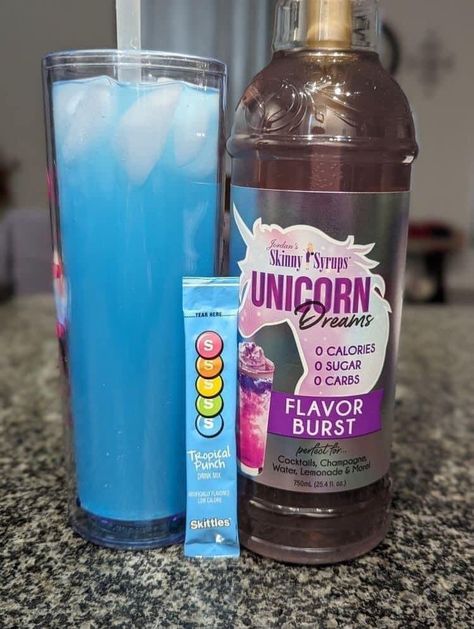 Water Recipes With Unicorn Syrup, Unicorn Water Recipe, Unicorn Syrup Water Recipes, Water Talk Recipes, Mermaid Syrup Water Recipes, Watertok Tiktok Recipes, Water Packets, Water Tok, Sonic Drinks