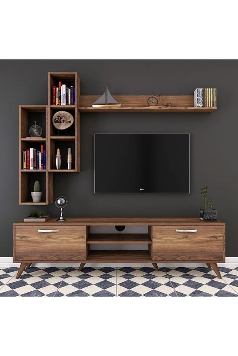 Tv Shelf Design, Modern Tv Unit Designs, Tv Unit Furniture Design, Tv Unit Decor, Tv Unit Interior Design, Tv Cabinet Design, Tv Unit Furniture, Modern Tv Units, Wall Tv Unit Design