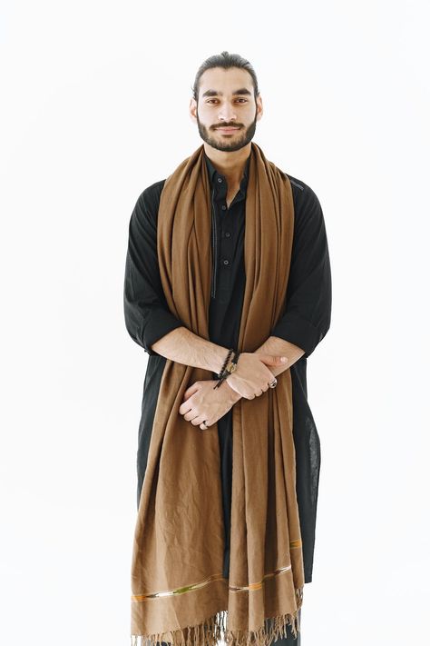 Man Wearing Black and Brown Clothes Standing · Free Stock Photo Kurta With Shawl Men, Black Shalwar Kameez, Shalwar Kameez Design, Kameez Design, Shalwar Kameez Designs, Gustavo Fring, Kurta Pajama Men, Men Mode, Black Kurta