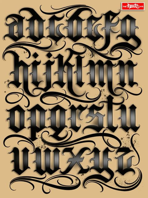 Gothic Style Letters, Tattoo Letter Fonts Alphabet, Gothic Fonts Alphabet, Chicano Font Alphabet, Cholo Lettering Alphabet, Chicano Lettering Alphabet, Gothic Alphabet Letters, Cool Letters To Draw, Gothic Font Alphabet