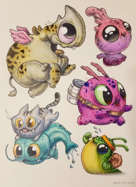 Chris Ryniak, Morning Scribbles, Cute Monsters Drawings, Monster Drawing, Hawaiian Art, Cute Monsters, Little Monsters, Simple Doodles, Cute Doodles