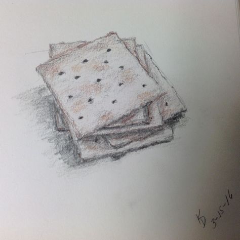 Saltine crackers. (Charcoal and colored pencil on paper) KSDonovan Cracker Drawing, Crackers Drawing, Saltine Crackers, Pencil On Paper, Yahoo Search, Colored Pencil, Pencil Drawing, Drawing Reference, Crackers