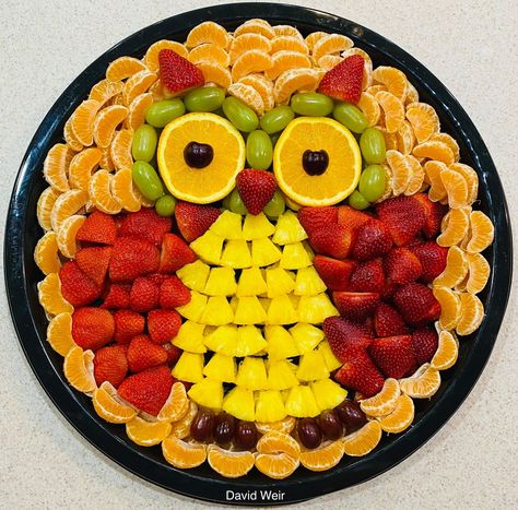 Animal Shaped Fruit Platters, Owl Charcuterie Board, Owl Fruit Tray, Fruit Owl, Cranberry Custard, Amazing Food Platters, Thanksgiving Snacks, Fruit Creations, Fruit Platter Designs