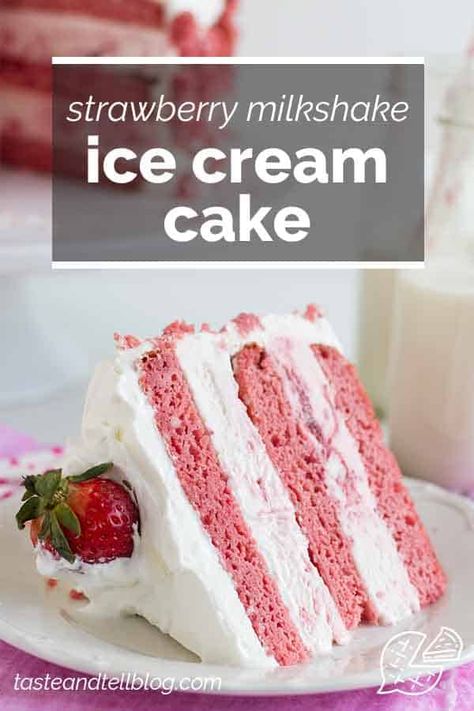 Fudge Ice Cream Cake, Milkshake Ice Cream, Best Ice Cream Cake, Diy Ice Cream Cake, Mini Bundt Cakes Recipes, Strawberry Ice Cream Cake, Strawberry Cake Filling, Fun Ice Cream, Ice Cream Birthday Cake