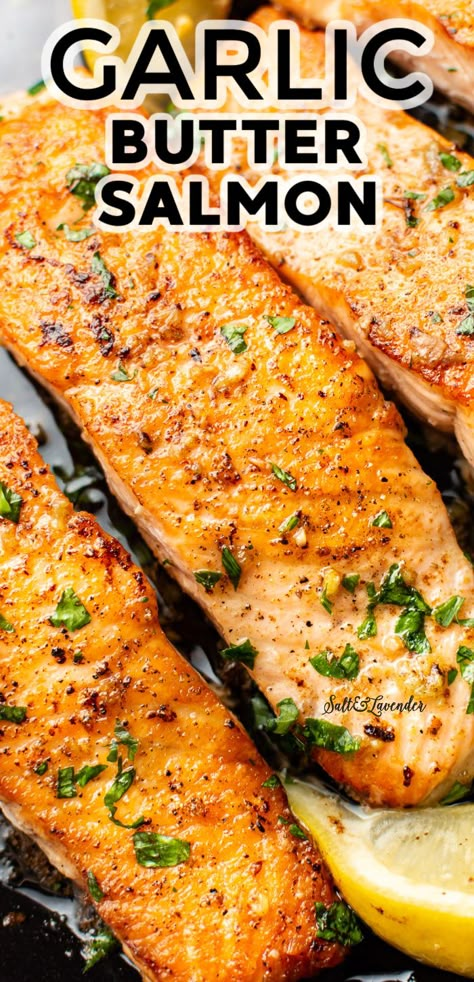 Garlic And Lemon Salmon, Lemon Salmon Marinade, Salmon Recipes Baked Cast Iron, Sauteed Salmon Recipes, Sauce Recipes For Salmon, Good Sauce For Salmon, Salmon With Garlic Butter Sauce, Salmon Recipes Without Lemon, Garlic Butter Salmon Recipes