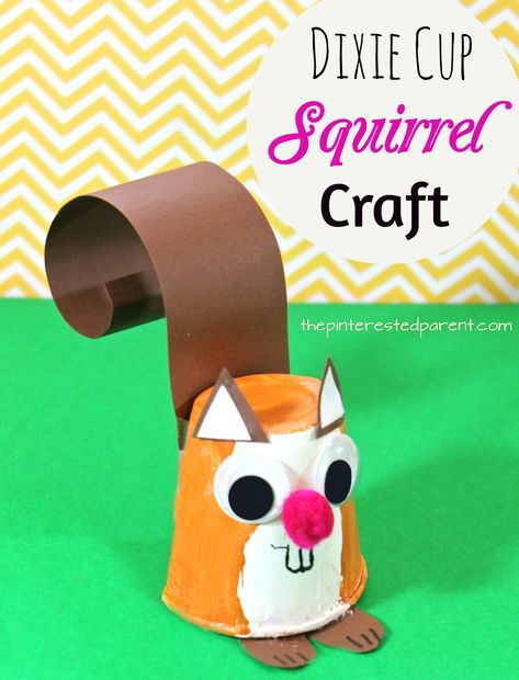 Dixie Cup Squirrel Craft – The Pinterested Parent Squirrel Craft, Kids Crafts Toddlers, Forest Animal Crafts, Paper Cup Crafts, August Crafts, Halloween Crafts Preschool, Halloween Crafts For Toddlers, Spring Crafts For Kids, Cup Crafts