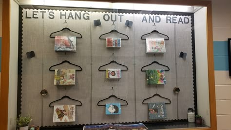 Monthly Library Themes Book Displays, Library Window Art, Library Window Displays, Library Cart, Classroom Color Scheme, Elementary Librarian, School Library Decor, School Library Design, Library Media Specialist