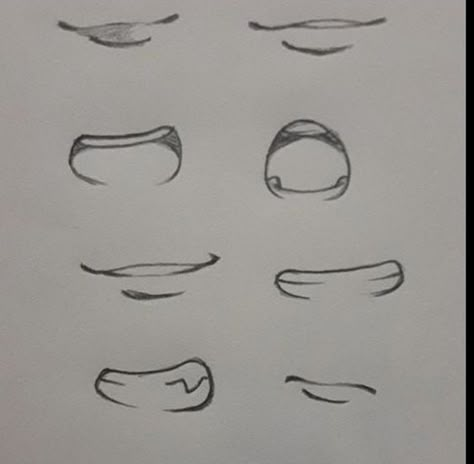 Anime Mouth Drawing, Beautiful Pencil Drawings, Anime Mouths, Mouth Drawing, Lips Drawing, Sketches Tutorial, Drawing Expressions, Easy Drawings Sketches, Anime Drawings Tutorials