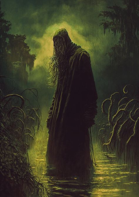 ArtStation - Swamp Ghost Swamp Thing Aesthetic, Meg Mucklebones, Swamp House Concept Art, Swamp Witch Aesthetic, Swamp Hag Art, Swamp Cryptid, Swamp Monster Costume, Creepy Swamp, Spooky Swamp Aesthetic