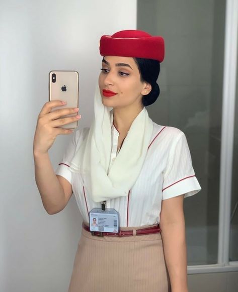 Cabin Crew Nails, Airhostess Uniform, Flight Stewardess, Emirates Airline Cabin Crew, Flight Attendant Costume, Emirates Airlines, Aviation Quotes, Flight Girls, Emirates Cabin Crew