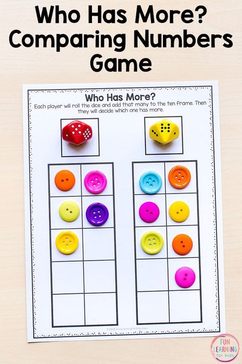 Kindergarten Math Comparing Numbers, 1:1 Correspondence Activities Math, One More One Less Activities Preschool, More Or Less Math Activities, Fewer And More Kindergarten Math, More Or Less Kindergarten Activities, Who Has More Math Game, Kindergarten Comparing Numbers 0-5, Comparing Numbers Eyfs