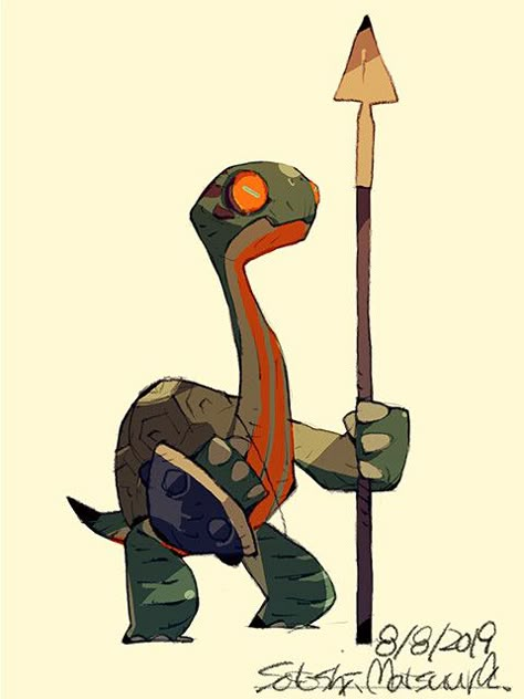 Turtle Warrior Art, Turtle Concept Art, Turtle Character Design, Turtle Warrior, Satoshi Matsuura, Turtle Character, Turtle Illustration, Game Character Design, Monster Design