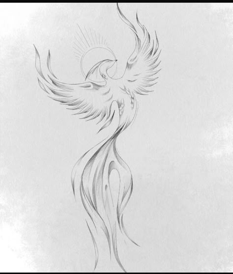 Aesthetic Phoenix Tattoo, Phoenix Ink Drawing, Line Work Phoenix Tattoo, Pheonix Tattoo Delicate, Linework Phoenix Tattoo, Floral Phoenix Tattoo, Minimalist Phoenix Tattoo Feminine, Fineline Phoenix Tattoo, Delicate Phoenix Tattoo