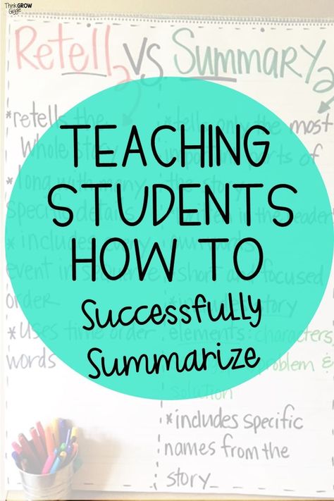 Teaching Summary Writing, Teaching Summarizing, Teaching Summary, Classroom Organizer, Book Lessons, Small Group Intervention, Science Literacy, Summary Writing, Chart Ideas