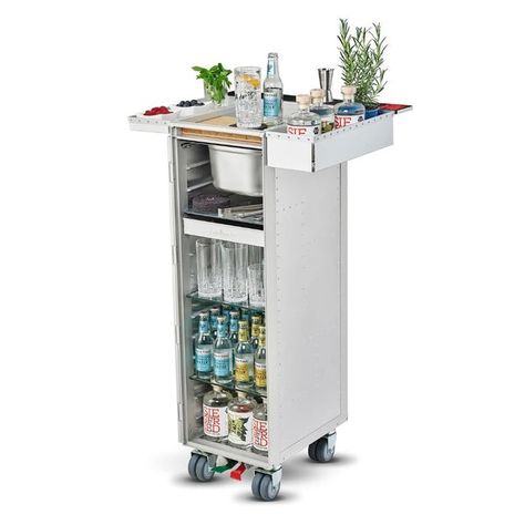 (1) Bordbar - Customisable Aeroplane Trolleys | Do Shop Gin Bar, Drinks Trolley, Small Bar, Wooden Chopping Boards, Mini Bars, Diy Bar, Red Dot Design, Mobile Bar, German Design