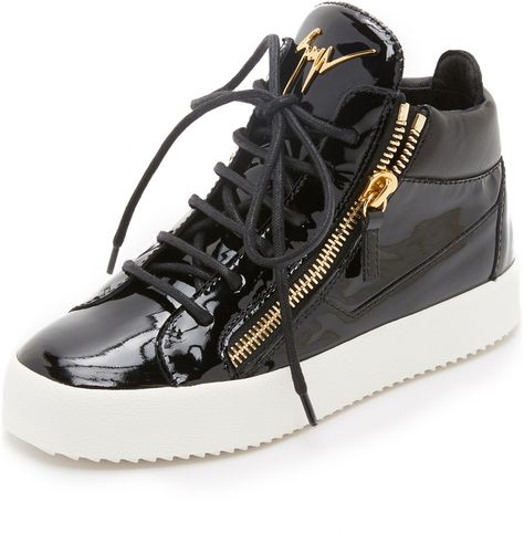 Giuseppe Zanotti Patent Leather Sneakers Black Patent Leather High-top Custom Sneakers, Luxury Lace-up Patent Leather Sneakers, Luxury Patent Leather Lace-up Sneakers, Zanotti Shoes, Zanotti Sneakers, Black Patent Shoes, Black Patent Leather Shoes, Black Lace Up Shoes, Giuseppe Zanotti Sneakers