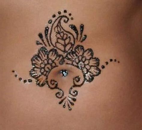 07 Henna Tattoo Design Belly Button Tattoos, Culture Artwork, Belly Button Tattoo, Best Tattoo Fonts, Small Henna Tattoos, Tummy Tattoo, Button Tattoo, Latest Tattoo Design, Small Henna