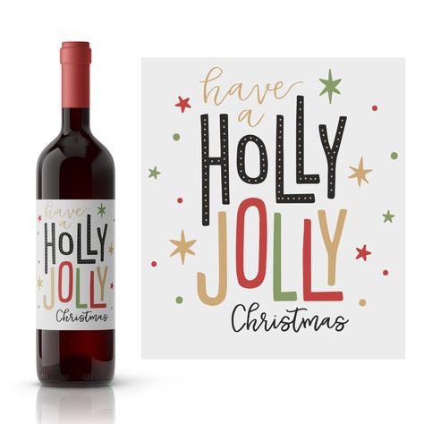 Give wine with a custom Holly Jolly Christmas message. Make just one or make hundreds. Waterproof and self adhesive. Ships out fast. Prices start at one label for $3.75 or 6 labels for just $5.94. Made in the USA by a family owned business. Wine Hostess Gift, Holiday Wine Label, Holiday Wine Bottles, Personalized Wine Bottles, Diy Food Gifts, Wine Bottle Tags, Custom Wine Labels, Christmas Message, Wine Craft