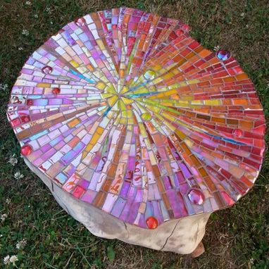 PRIVATE COMMISSIONS | munismosaics Old Garden Tools, Upcycled Garden, Wood Stumps, Old Lanterns, Landscape Stone, Mosaic Garden Art, Upcycle Garden, Teak Oil, Mosaic Garden