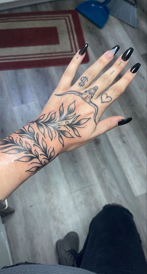 Vine Hand And Finger Tattoo, Dark Vine Tattoo, Hand Vine Tattoos For Women, Vine Hand Tattoos For Women, Hand Vine Tattoo, Vine Finger Tattoos, Vine Hand Tattoo, Cuff Tattoo, Vine Tattoo