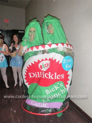 Coolest Pickle Couple Costume: My fiancé and I were trying to find a unique idea for a Halloween costume and he said, “Why don’t we be pickles?” and that’s where it all began. We both Pickle Halloween Costume Diy, Pickle Costume Diy, Diy Voodoo Doll Costume, Couples Halloween Costumes Creative, Pickle Costume, Pickle Vodka, Pregnancy Costumes, Post Workout Drink, Couple Costume