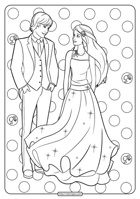 Free Printable Barbie and Ken Pdf Coloring Pages 14 Ken Coloring Pages, Coloring Pages For Teenagers, Wedding Coloring Pages, Free Barbie, A Coloring Page, Barbie Coloring, Barbie Coloring Pages, Thanksgiving Coloring Pages, Mermaid Coloring Pages