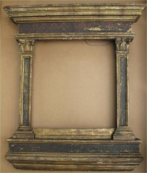 1 of 7 : Italian Renaissance parcel gilt and painted Tabernacle frame  17th. Casper estate.  FR3SHc Antique Picture Frames, Antique Folk Art, Mirror Photo, Diy Picture Frames, Old Frames, Byzantine Art, Antique Frames, Drum Chandelier, Ornate Frame