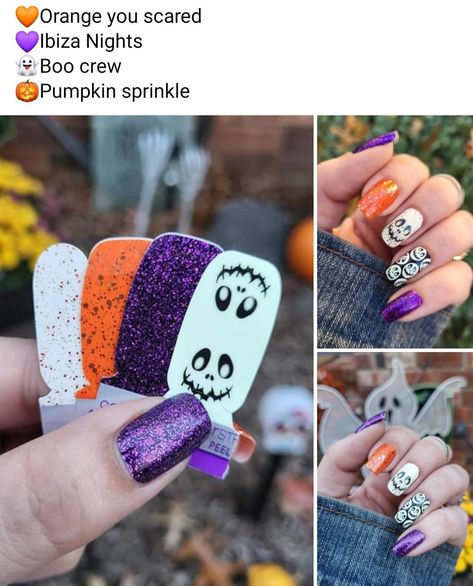 Color Street Halloween 2024, Colorstreet Halloween Mixed Mani, Color Street Nails Halloween, Halloween Color Street Combos, Color Street Halloween Combos, Color Street Halloween, Nail Combos, Pedi Ideas, Mani Ideas