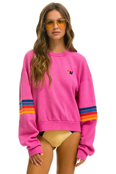 Paris Pink, Pink Aviator Nation, Striped Sweatpants, Rainbow Stitch, Aviators Women, Stitch Sweatshirt, Sweatpants Outfit, Aviator Nation, California Cool