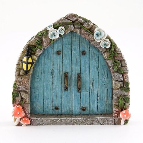 Fairy Doors On Trees, Fairy Garden Doors, Christmas Friends, White And Blue Flowers, Fairy Garden Decor, Blue Fairy, Fairy Door, Fairy Doors, Miniature Fairy