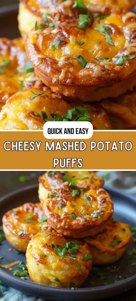 Mashed Potato Puffs Recipe, Mashed Potato Puffs, Mashed Potato Bites, Potato Appetizers, Potato Puffs, Mashed Potato Casserole, Fluffy Mashed Potatoes, Potato Patties, Cheesy Mashed Potatoes