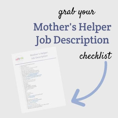 mothers helper job description Mothers Helper Checklist, Nanny Job, Best Careers For Moms, Nanny Responsibilities, Nanny Job Description, Helper Jobs, Career Mom, List Of Jobs, Homeschool Kids