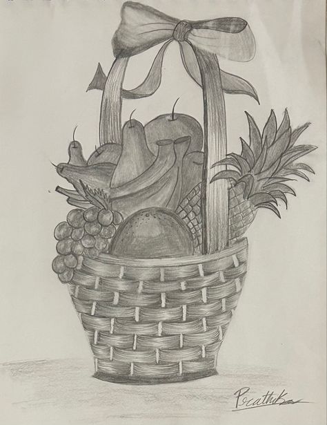 Fruit Basket Sketch, Basket Sketch, Fruit Basket, Sketch, Fruit, Quick Saves, Art