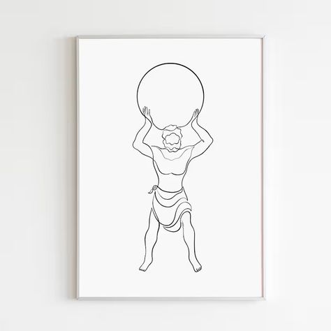 Greek Statue Art Print, Atlas Holding the World One Line Art of a God From Ancient Greece Titan Wall Decor Digital Download - Etsy Slovenia Atlas Holding The World, Greek Statue Art, Holding The World, Statue Art, One Line Art, A God, World One, Ancient Greece, Slovenia