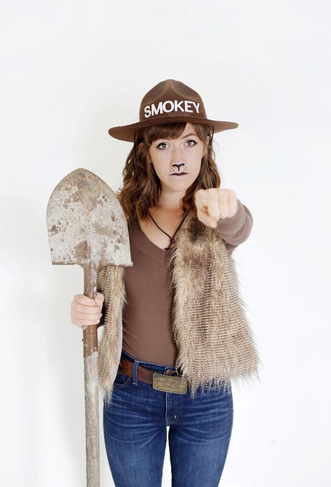 DIY Smokey Bear Costume - The Merrythought Smokey The Bear Costume, Bear Costume Diy, What To Be For Halloween, Warm Halloween Costumes, Cute Cat Costumes, Diy Projects For Couples, 80s Halloween Costumes, Warm Halloween, Easy Halloween Costumes For Women