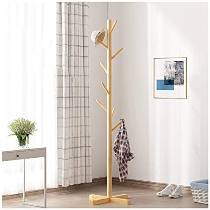 wanhaishop Coat Rack Stand Stand Hat Rack Wooden Coat Rack Free Standing Coat Tree with 3 Sections 8 Hooks Modern Coat Jackets Hanger for Bedroom Hallway Entryway Coat Rack (Color : 2) Wooden Dress Hanger Stand, Entrance Jacket Hanger, Coat Rack For Blankets, Dress Hanger Stand Ideas, Coat Stand Entryway, Jacket Hanger Entryway, Headroom Ideas, Wooden Coat Rack Stand, Entryway Shelves