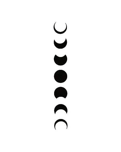 Temporary Tattoo Moon Phase Drawing Simple, Simple Moon Phases Tattoo, Jimin Inspired Tattoo, Moonphase Tattoo, Simple Moon Design, Phases Of Moon Tattoo, Simple Witch Tattoo, Moon Drawing Simple, Black Moon Tattoo