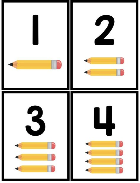 Numbers Flashcards Pencil Counters - The Teaching Aunt Preschool Number Cards, Numbers Preschool Printables, Preschool Freebies, Numbers Flashcards, Number Activity, Counting Objects, Number Flashcards, Sequencing Cards, English Activities For Kids