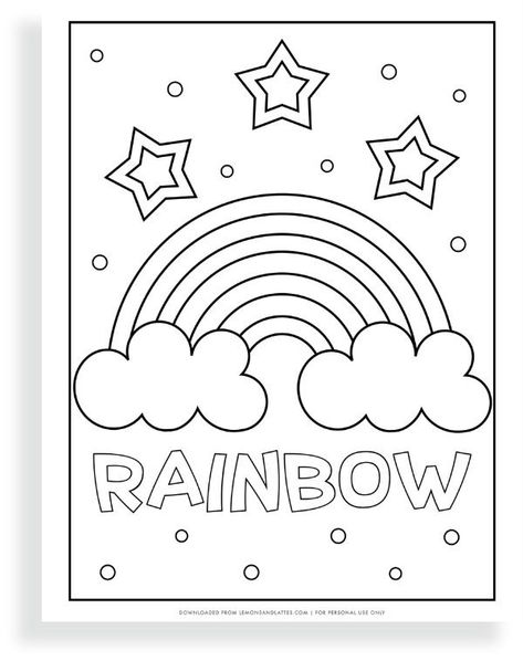 Cute Pictures For Coloring, Printable Rainbow Coloring Pages, Rainbow For Coloring, Free Rainbow Coloring Pages, Rainbow Worksheet Preschool, Rainbow Template Free Printable, Rainbow Pictures For Kids, Cute Simple Coloring Pages, Kindergarten Coloring Pages Free