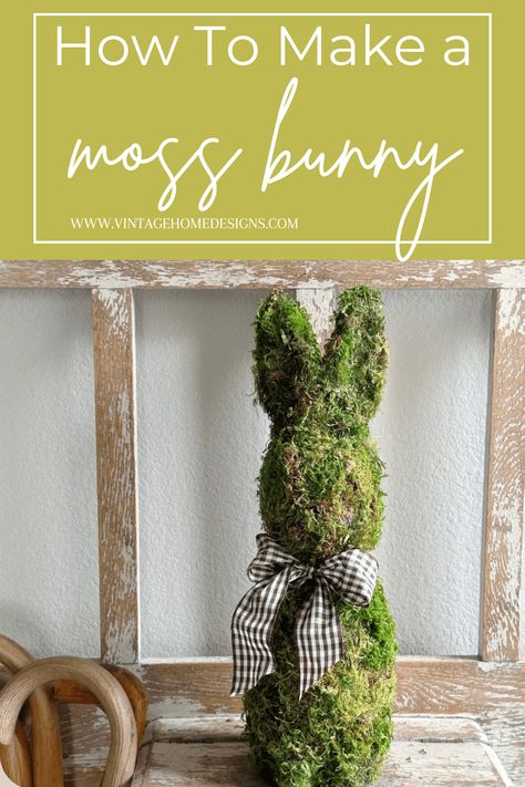 I had so much fun with this spring craft, so I want to share this moss covered bunny DIY for your spring decor. It's super easy and very affordable and can be used in so many ways in your home during the spring season. I'm using this moss covered bunny on my entryway table, but he would be so cute on a wreath or in a basket for front door spring decor, or on your spring mantel. Diy Moss Bunny, Moss Bunny Decor, Easter Entryway Table Decor, Front Door Spring Decor, Basket For Front Door, Spring Wreaths For Front Door Diy, Moss Wreath Diy, Bright Color Decor, Bunny Diy