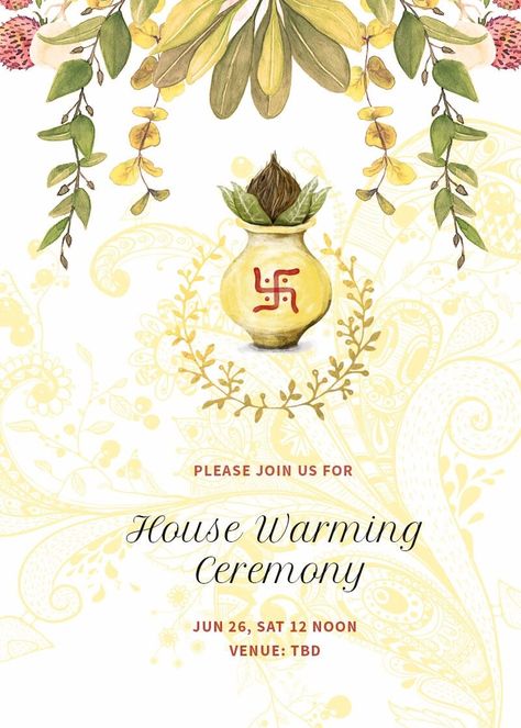 Eucalyptus Inspired Housewarming Invitation - Invites Graha Pravesh Invitation, Gruhapravesham Invitation Card, Housewarming Invitation Cards, Ganpati Invitation Card, Housewarming Invitation Templates, Invitation Card Format, Free Invitation Cards, Housewarming Invitation, Online Invitation Card