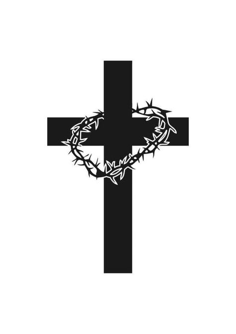 Cross With Thorn Crown Tattoo, Cross And Crown Of Thorns Tattoo, Cross With Crown Of Thorns Tattoo, Christianity Symbol, Church Shirt Designs, Heaven Design, Bible Quote Tattoos, Thorn Crown, Thorn Tattoo