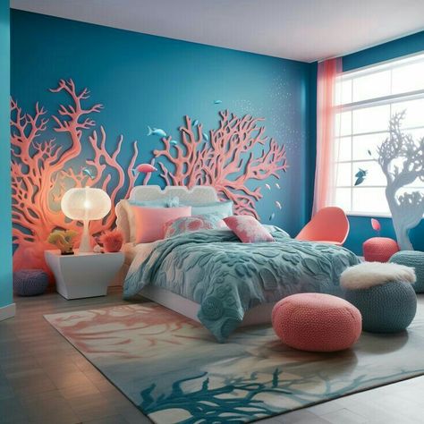 Ocean Inspired Bedroom, Sea Bedrooms, Ocean Room Decor, Ocean Themed Bedroom, Beach Room Decor, Beachy Room, Apartment Makeover, Beach Room, Cute Bedroom Decor