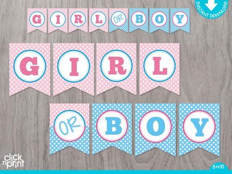 Gender Reveal Printable Baby Shower Banner, Gender Reveal Banner, Boy or Girl Banner, Girl or Boy Baner, Pink Blue Banner, Baby Shower DIY Merry Christmas Banner Printable, Printable Gender Reveal, Chinese New Year Crafts For Kids, Gender Reveal Banner, Exploding Box Card, Free Printable Banner, Its A Boy Banner, Birthday Gifts For Boyfriend Diy, Gender Party