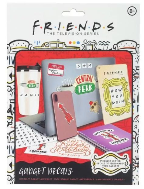 (1) FRIENDS GADGET DECALS | FREE SHIPPING | A. DODSON'S Gadget Tecnologici, Friends Merchandise, Letter Decals, Friends Tv Series, Friends Central Perk, Central Perk, Local Coffee Shop, Personalized Letters, Painted Canvas