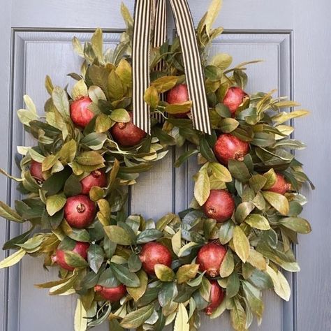 PRICES MAY VARY. Unique design:This fall wreath decoration is created with an eye-catching combination of fall elements like pumpkins,white berry clusters,pine cones,sunflowers,maple leaves and green leaf.Cozy fall colors brighten up your holiday fall decor Material and Large sizes:This autumn wreath is made of vine and artificial plants.This fall wreath is constructed from a rattan bottom ring, and features delights you associate with autumn elements(plastic material).The artificial fall harves Christmas Door Hangings, Fruits Decoration, Rustic Thanksgiving, Fruit Wreath, Autumn Wreaths For Front Door, Harvest Wreath, Porte Decorate, Wreath Hanger, Wreath Decoration